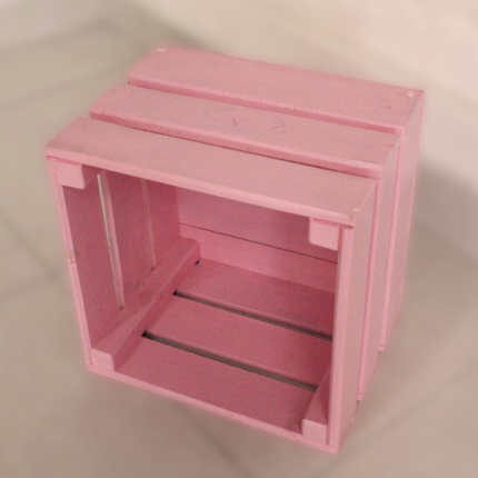 Caja de madera color rosa 44 cm